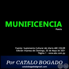 MUNIFICENCIA - Por CATALO BOGADO - Domingo, 02 de Mayo de 2021